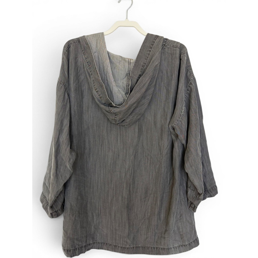 Soft Surroundings Gray Nantucket Tencil Hooded Tunic 1X Lagenlook Oversize - Picture 2 of 8
